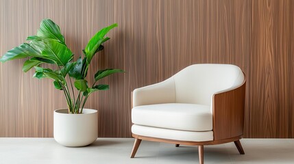 Prestigious bank lounge with handcrafted walnut furniture, luxurious textiles, and a highclass ambiance, wooden furniture concept