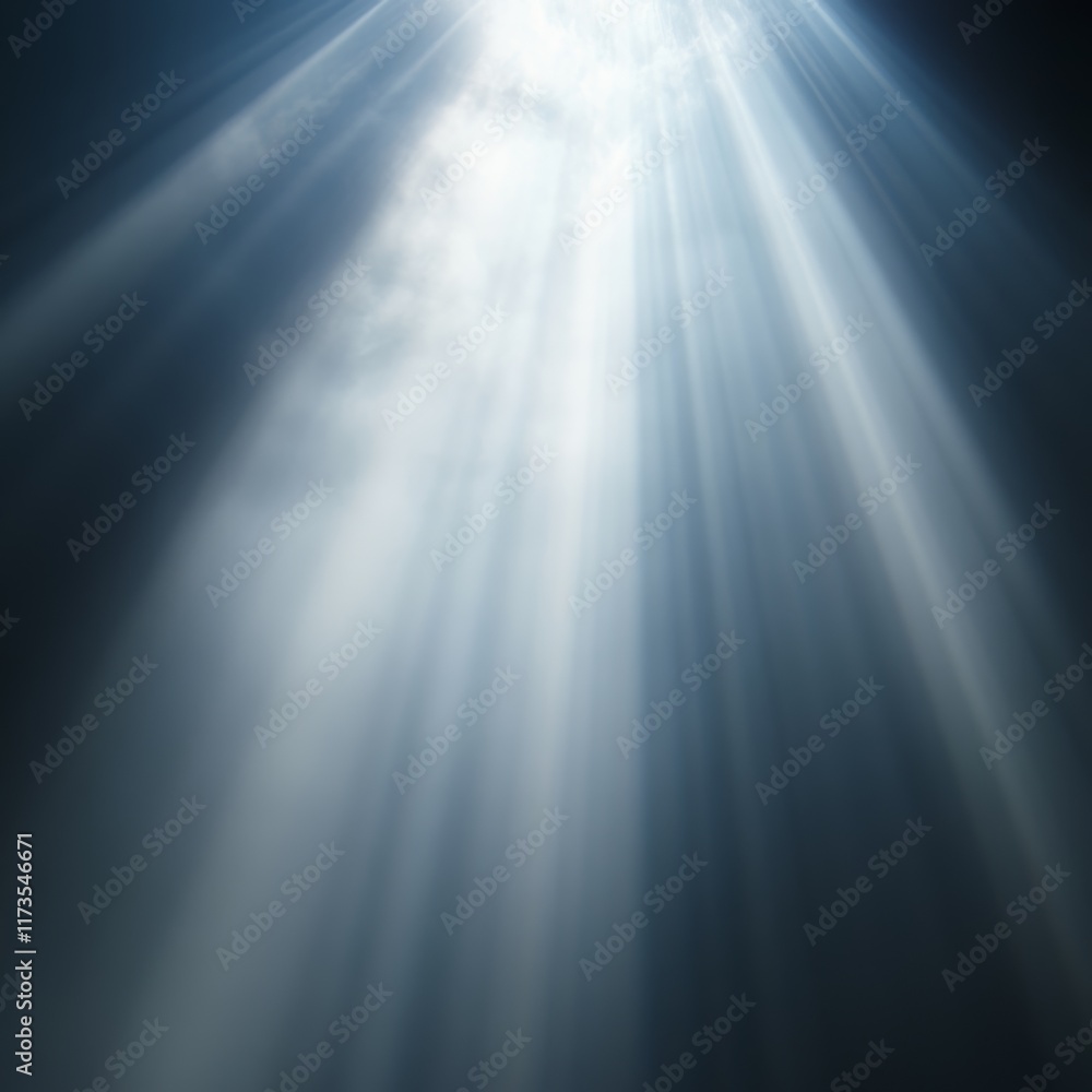Poster this stunning image captures bright light streaming through clouds, creating a dramatic atmosphere. 