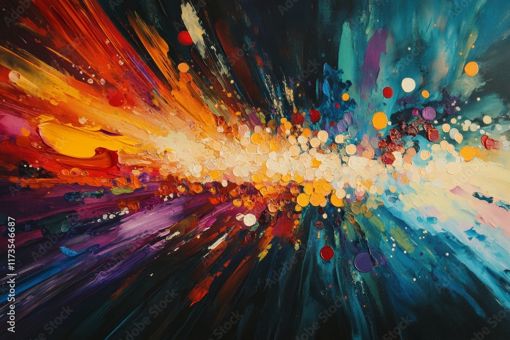 Poster this vibrant abstract artwork features dynamic splashes of colors creating an energetic explosion. p