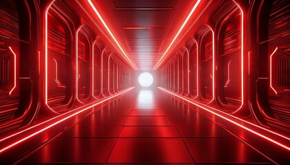 red glowing modern futuristic laser corridor