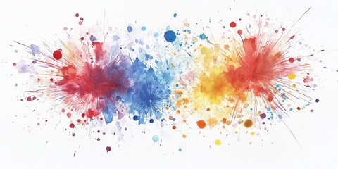 Fototapeta premium Colorful abstract watercolor splash showcasing dynamic artistic expression with vibrant hues on a clean white background.