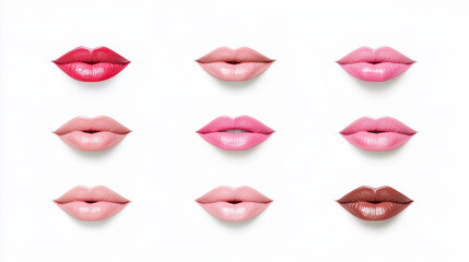 Fototapeta premium Diverse Styles of Beautiful Lips on White Background