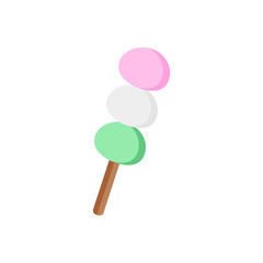 Pastel dango on white background.