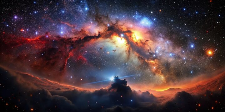 Silhouette of Cosmic Dust Clouds NGC 1333 in Perseus Molecular Cloud - Celestial Night Sky Astrophotography