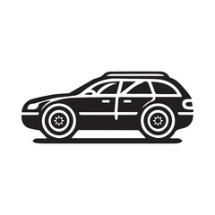 Fototapeta premium Black and white Car icon silhouette vector