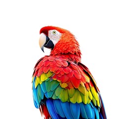 Minimalistic Scarlet Macaw on White Background