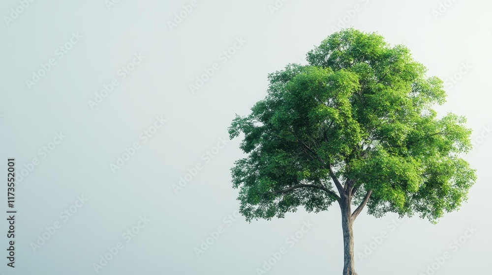 Wall mural a tree stands alone in a field of white