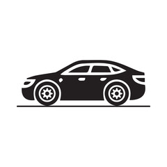 Black and white Car icon silhouette vector