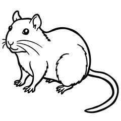Cute Silhouette of a Gerbil line art vector cartoon illustration