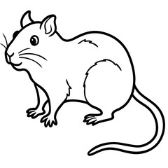 Cute Silhouette of a Gerbil line art vector cartoon illustration