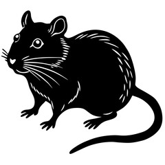 Cute Silhouette of a Gerbil line art vector cartoon illustration