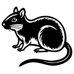 Cute Silhouette of a Gerbil line art vector cartoon illustration
