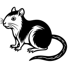 Cute Silhouette of a Gerbil line art vector cartoon illustration