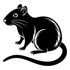 Cute Silhouette of a Gerbil line art vector cartoon illustration
