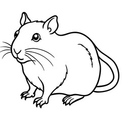 Cute Silhouette of a Gerbil line art vector cartoon illustration