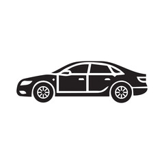 Black and white Car icon silhouette vector