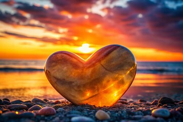 Fototapeta premium Silhouette of Natural Heart-Shaped Gua Sha Stone for Facial Massage