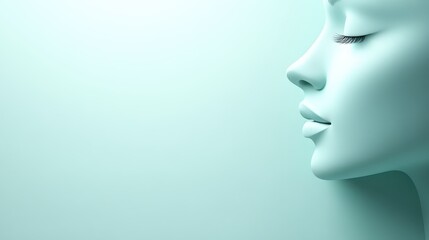 Striking closeup portrait, woman's expressive face against vivid blue backdrop