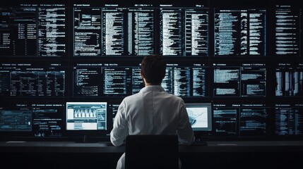 Healthcare researcher analyzing genetic data in medical lab