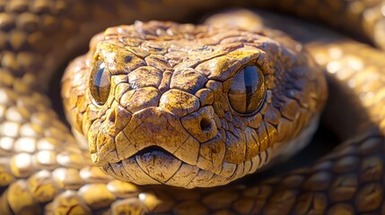 Fototapeta premium Close-Up of a Golden Brown Snake's Head