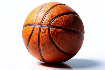Fototapeta premium Sleek Textured Basketball on White Background - Low Light Sport Photography