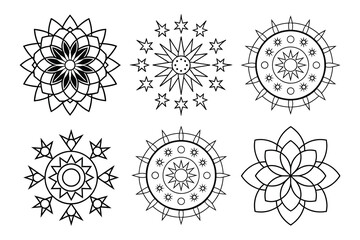 Ornamental Mandala Outline Art Set