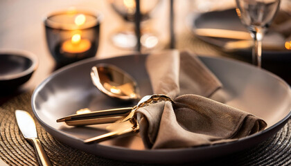 Elegancka zastawa stołowa talerz i sztućce