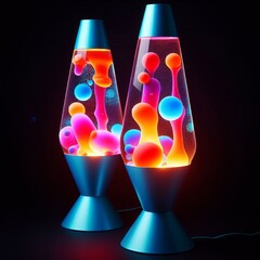 Lava lamps Decorative lamp containing colored wax that forms blo