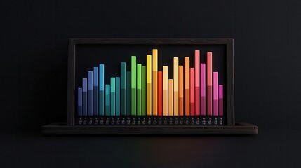 Tablet display of growth stock performance, with forecasted volatility data in colorcoded bars