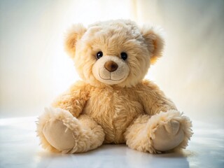 Obraz premium Soft Teddy Bear, White Background, Long Exposure Photography, Plush Toy, Cute