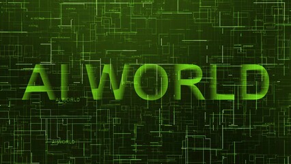 AI world text data line technology green
