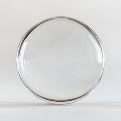 Transparent 3D Glass Circle on Minimalist White Background