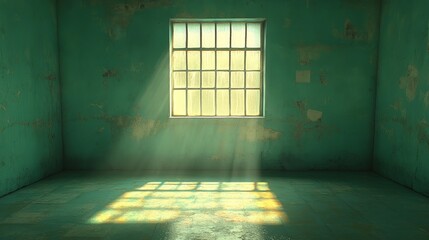 A window in a room with sunlight shining through it