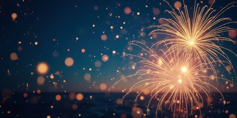 Naklejka premium Night Sky Fireworks: A dazzling display of fireworks illuminates the night sky, creating a breathtaking spectacle of light and color.Christmas, new year, Diwal festival