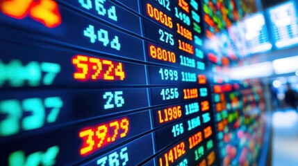 Obraz premium Financial screen with forecast of growth stocks and their volatility, colorcoded by intensity