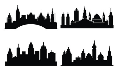 Naklejka premium Urban Black Silhouette Cityscapes Collection