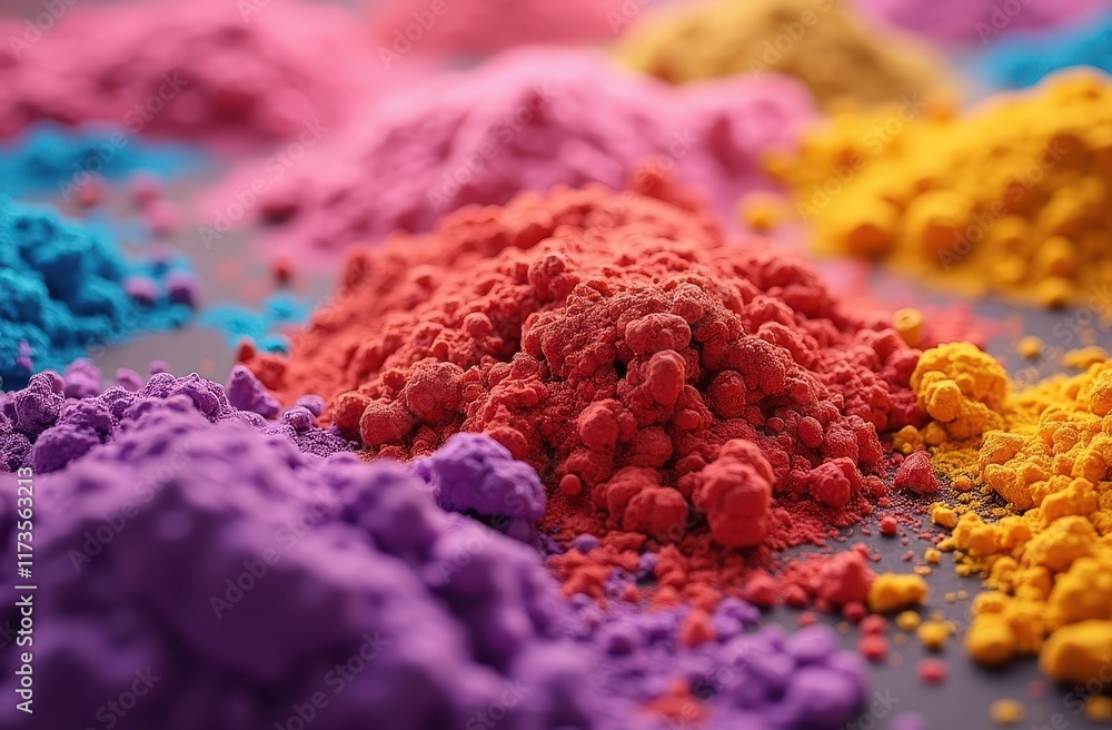 Poster vibrant pigment palette: a close-up view of a colorful array of pigments, showcasing a vibrant spect