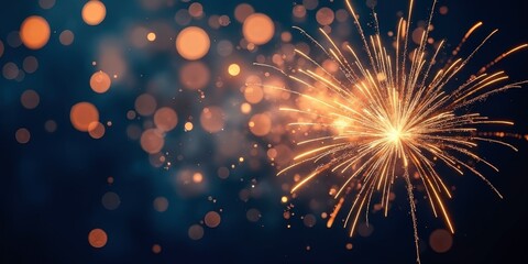 Sparkling Celebration: A dazzling firework display erupts against a backdrop of shimmering bokeh, capturing the magic and excitement of a festive celebration.  Christmas, new year, Diwal festival