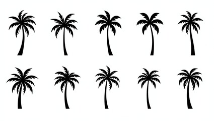 Fototapeta premium Minimalist Black Palm Tree Silhouettes for Tropical Themes