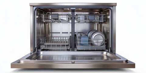 Sparkling Clean Dishwasher Interior: Isolated PNG Cutout for Design