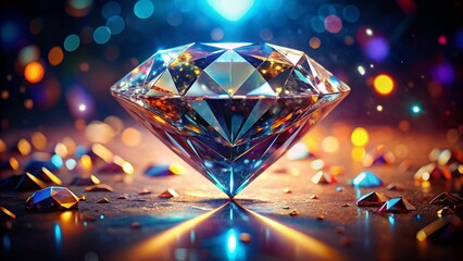Sparkling Diamond Facets: Luxury Gemstone Close-up Macro Photography