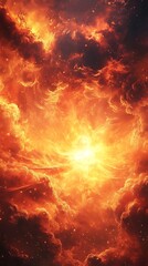 A vibrant explosion of orange and yellow hues resembling a cosmic event.