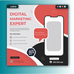 Digital marketing and corporate business service social media post banner template design