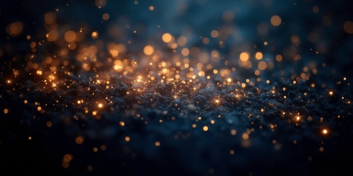 Sparkling Stardust: A mesmerizing abstract background, showcasing a field of twinkling golden lights against a deep blue canvas.  This image evokes a sense of wonder and magic.Christmas, new year, 