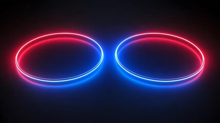 Two Neon Circles Glowing Brightly In Dark Space