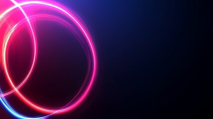 Abstract Neon Light Circles Swirling Design