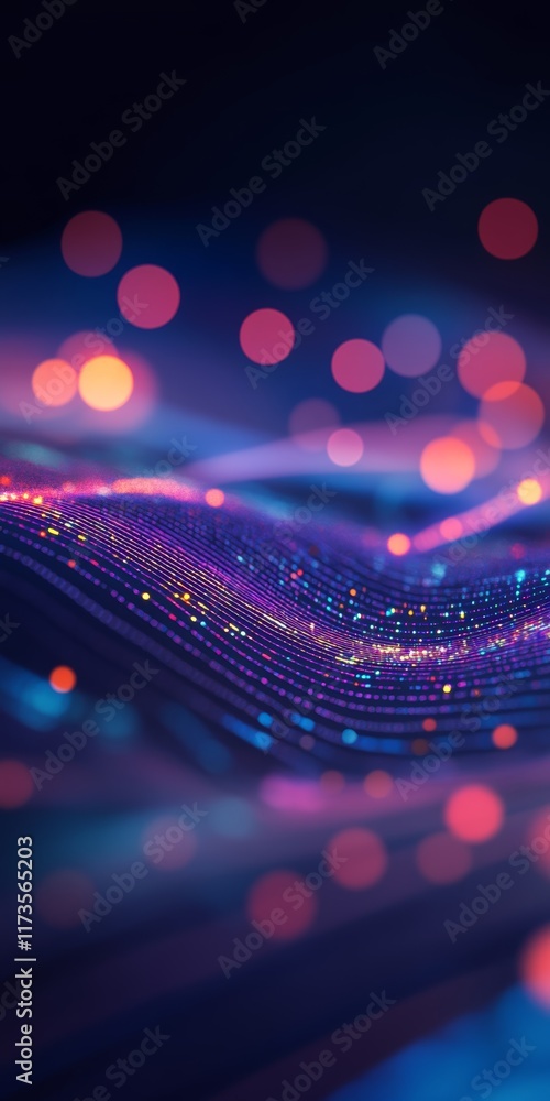 Poster stunning abstract representation of colorful waves of light intertwined with bokeh effects, perfect 