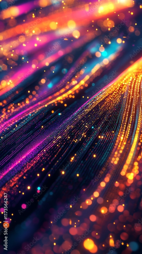 Poster vibrant abstract background with colorful waves of light and data energy in a dynamic display of mot