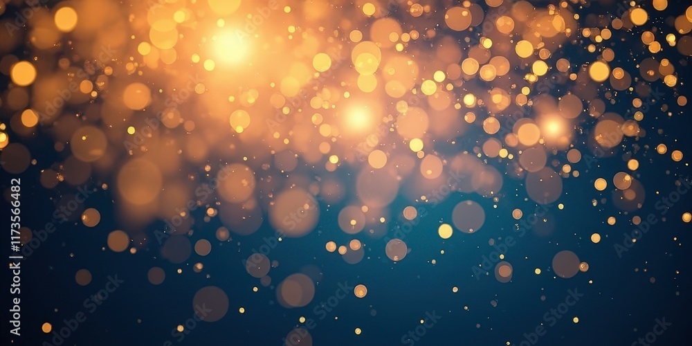 Poster golden bokeh lights abstract background: captivating abstract background featuring a cascade of warm
