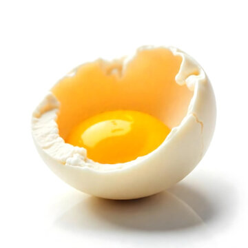Cracked Egg With Glossy Surface White Isolated Background
